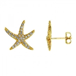 E367 Gold & Diamond Starfish Studs